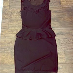 Black sheer top peplum dress NWT size small